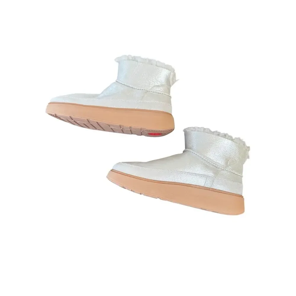FitFlop Gen Fleece Ultra Mini Silver Booties - Sz 9
